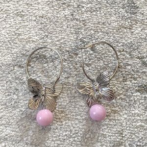 Statement hoops with butterfly and pink ball